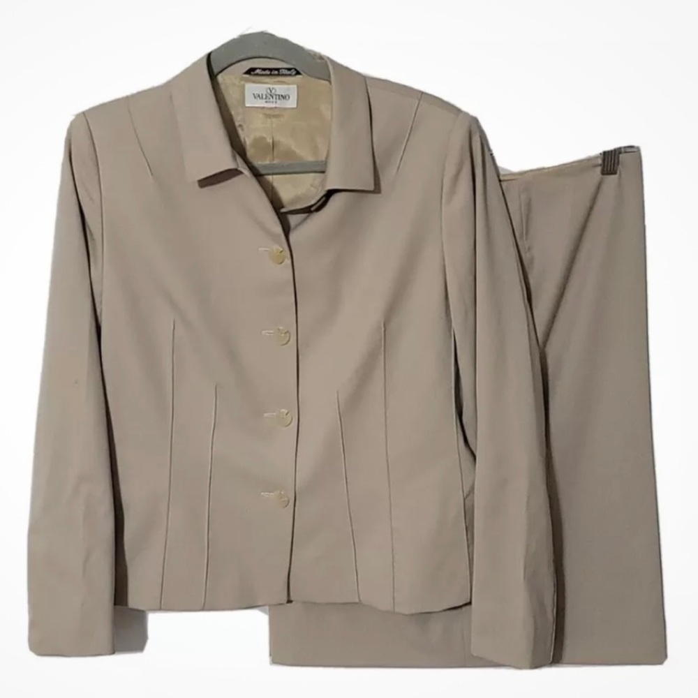 Valentino Beige Suit Blazer and Skirt Set